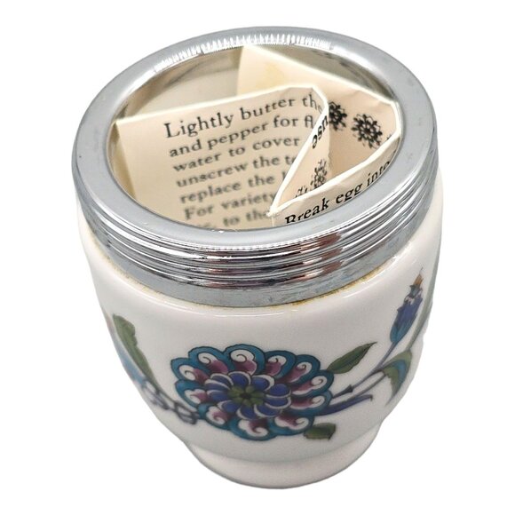 Royal Worcester Egg Coddler With Floral Design & Silver Lid Made In England - Picture 2 of 11
